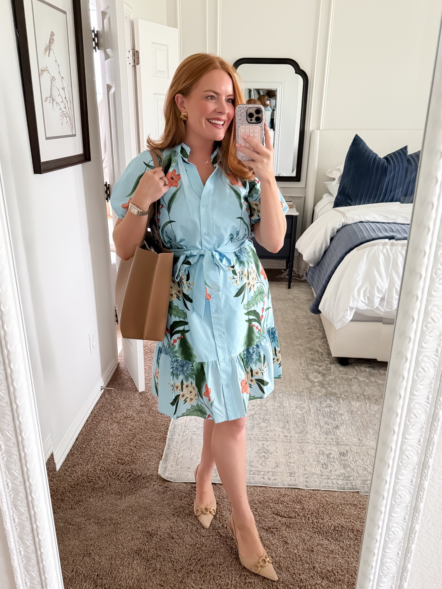 Workwear but make it FUN 🌿💙 This floral shirt dress is the easiest throw-on-and-go outfit that still looks polished for the office.

Fit & sizing:
Wearing size small – runs true to size with a relaxed fit. Adjustable tie waist makes it bump-friendly + flattering postpartum. Length is work-appropriate (hits above the knee but not too short).

Details:
✔ Lightweight, breathable fabric
✔ Functional buttons (nursing-friendly!)
✔ Great for business casual offices or teacher outfits

Style tip: Pair with neutral flats or a low heel + structured tote for a pulled-together look.

Nordstrom work dress, business casual outfit, teacher outfit, postpartum friendly dress, spring workwear

#LTKgrwm #LTKWorkwear #LTKmomlife