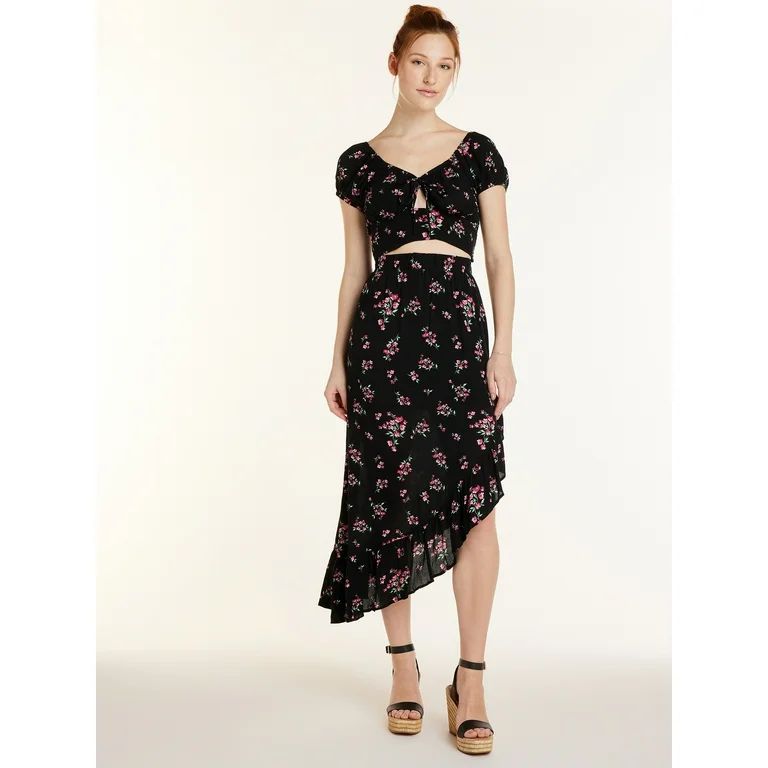 No Boundaries Juniors’ Floral Top and Skirt Set, 2-Piece, Sizes XS-XXXL | Walmart (US)