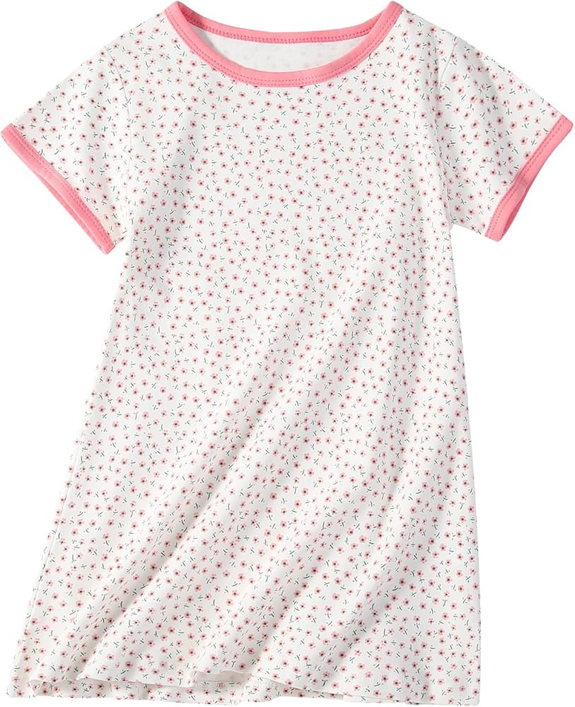 Girls Cotton Nightgowns Short Sleeve Sleep Shirt Princess Nightdress | Amazon (US)