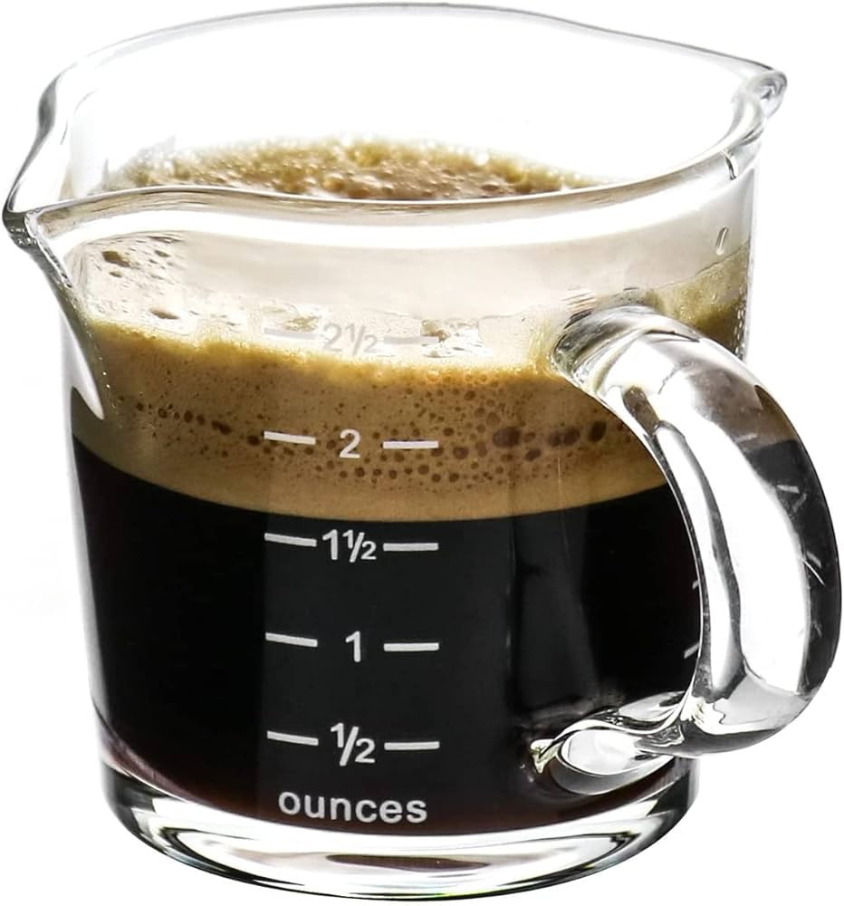 QWORK Espresso Shot Glass with Handle, 2 Pack 3-Ounce Double Spout Glass Measuring Cup Triple Pit... | Amazon (US)