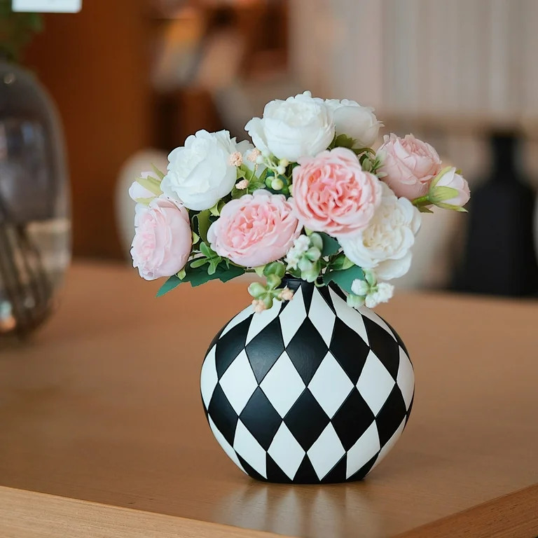 Black and White  Vase, Mid Century Modern Striped Small Vases for Flower&pampas Grass Centerpiece... | Walmart (US)