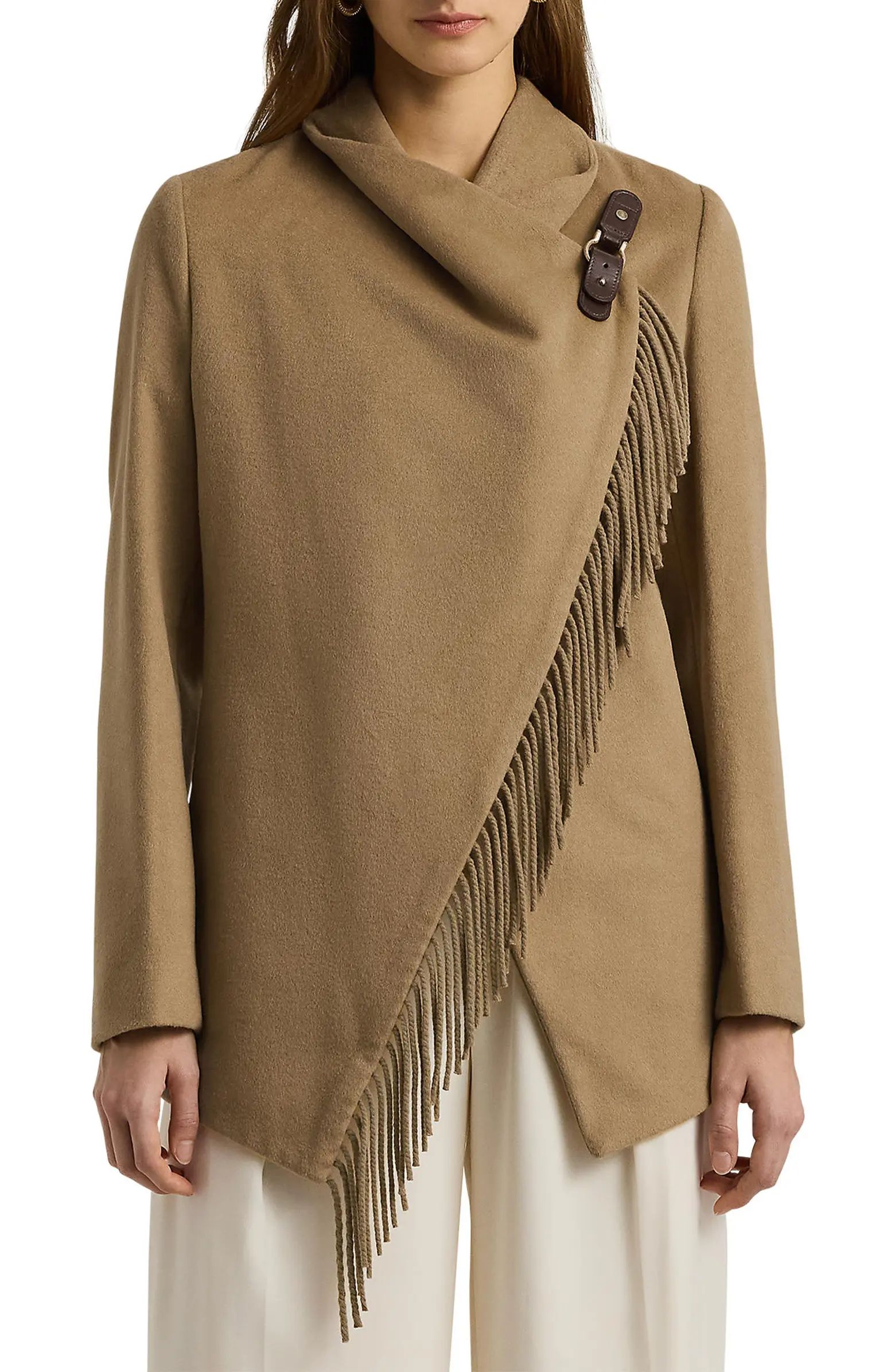 Buckled Asymmetric Wool Blend Jacket | Nordstrom