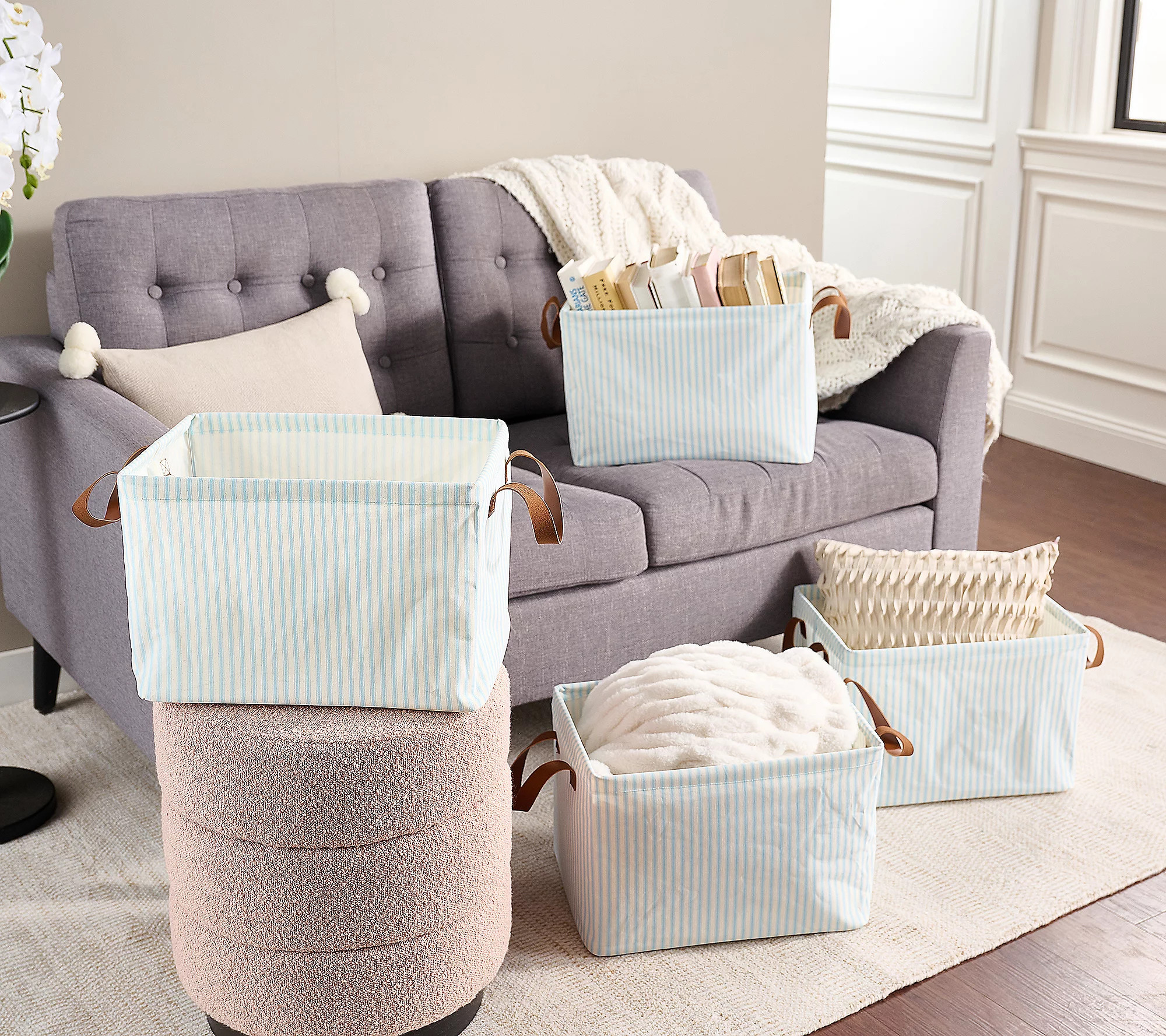 As Is Cella Set of 4 Collapsible 15.75"" Storage Baskets | QVC