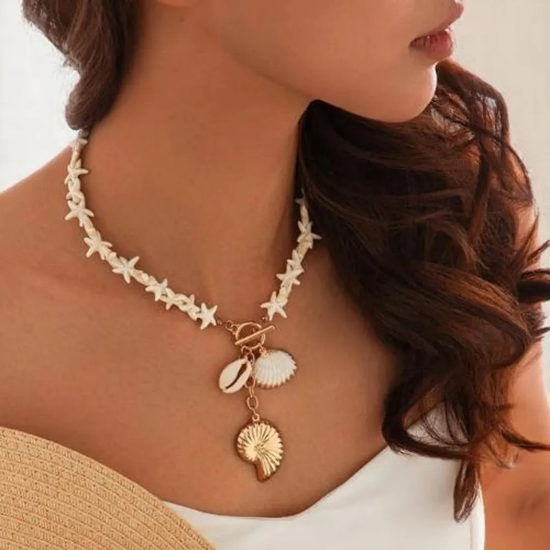 Handmade Starfish Shell Choker: Beaded Beach Boho Necklace | Etsy (US)