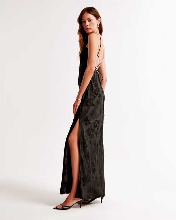 The A&F Giselle Clasp-Back Pleated Midi Dress | Abercrombie & Fitch (US)
