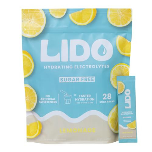 LIDO Hydrating Electrolytes | No Added Sugar | On The Go Powder Packets | No Artificial Ingredients | Vegan & Paleo Friendly | 28 Sticks - Lemonade | Amazon (US)