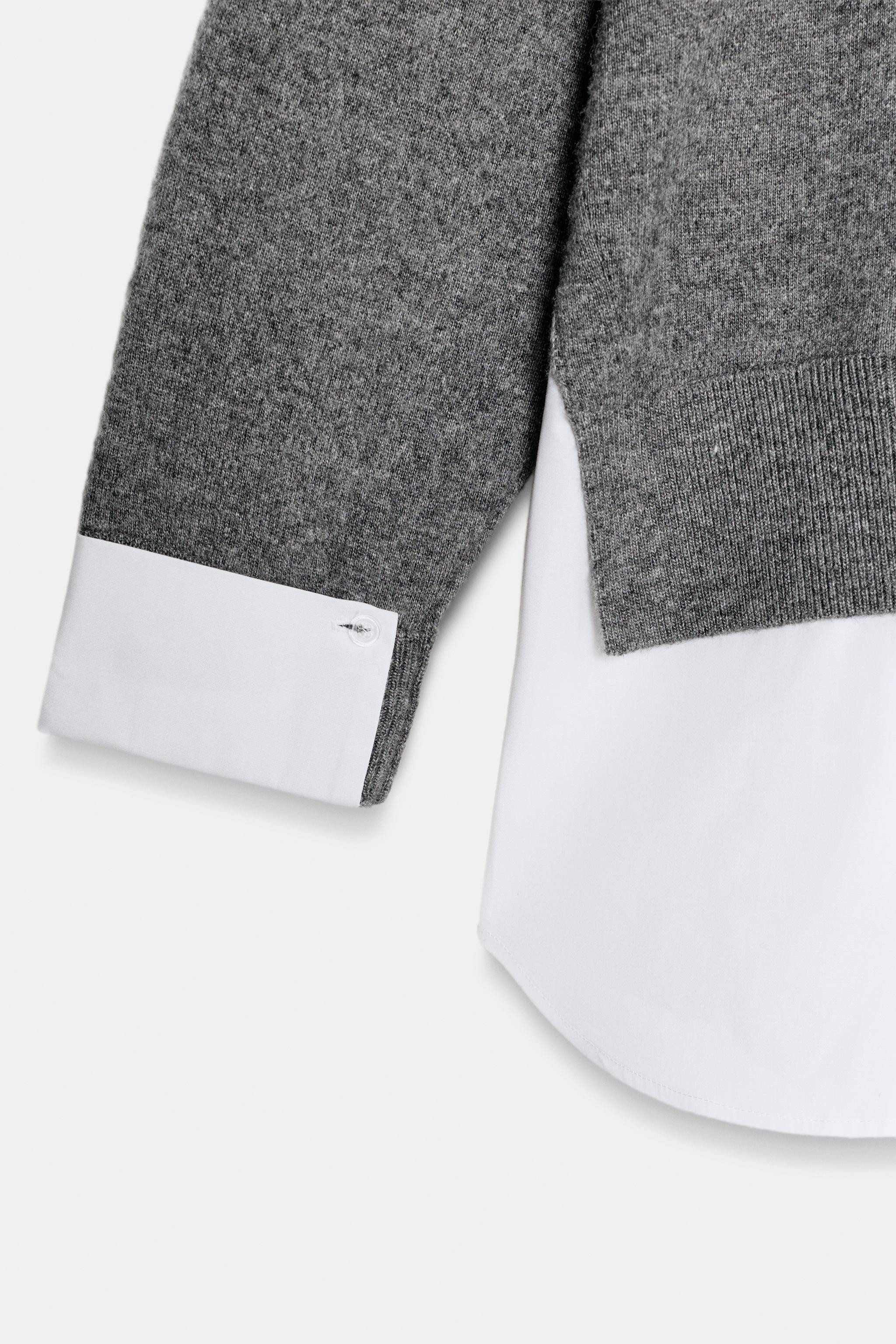 KNIT JUMPER WITH CONTRAST POPLIN | Zara UK