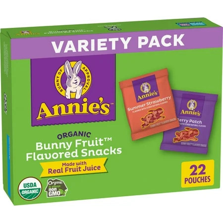 Annie's Organic Bunny Fruit Snacks, Variety Pack, Halloween Snacks, 22 Count, 15.4 oz | Walmart (US)