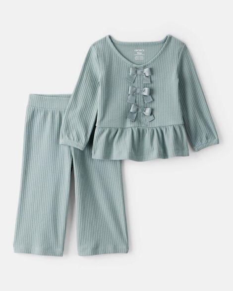 Baby Girl 2-Piece Long-Sleeve Tee & Pant Set - Green | Carter's Inc