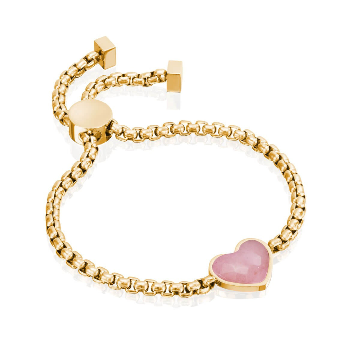 Rose Quartz Heart Bracelet (Gold) | Abbott Lyon