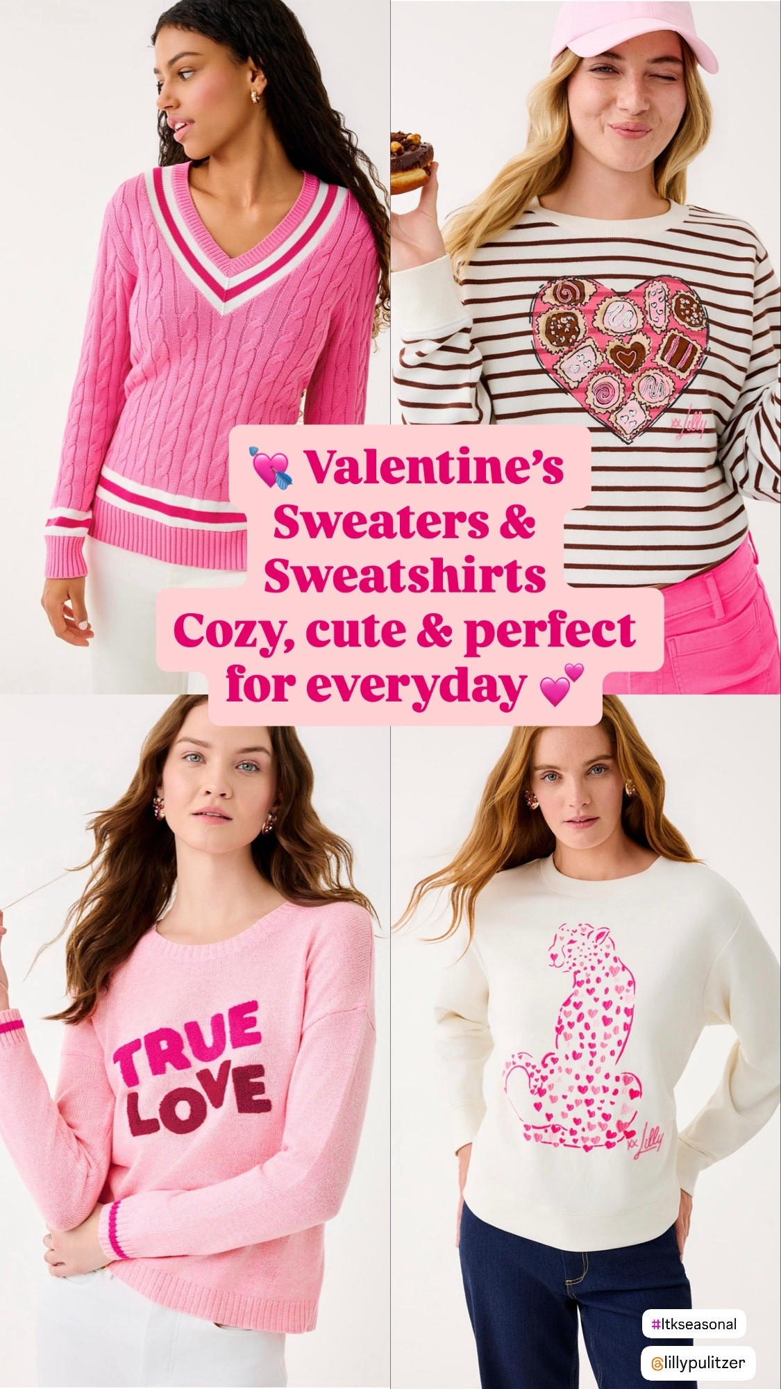 Valentines Outfits 

Sweet, cozy, and so easy to wear 💕
These Valentine’s Day sweatshirts & sweaters are perfect for now through February — cute with jeans, comfy enough for everyday, and full of heart details I love.
Great for gifting (or keeping 😉).

💌 Shop all my favorite V-Day knits linked here.

Valentine’s Day sweater
Valentine’s sweatshirt
Pink sweater
Heart sweater
Casual Valentine outfit
Everyday Valentine look
Cozy chic
Winter to spring sweater
Giftable fashion
Lilly Pulitzer Valentine

#LTKStyle
#LTKValentines
#ValentinesStyle
#ValentinesSweater
#ValentinesOutfit
#PinkStyle
#CozyChic
#HeartDetails
#EverydayStyle
#LillyPulitzer


#LTKOver40 #LTKSeasonal #LTKBeauty