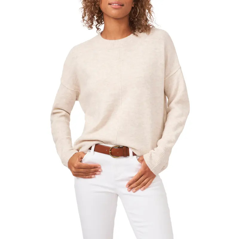Vince Camuto Exposed Seam Crewneck Sweater in Paradox Pink at Nordstrom, Size X-Small | Nordstrom