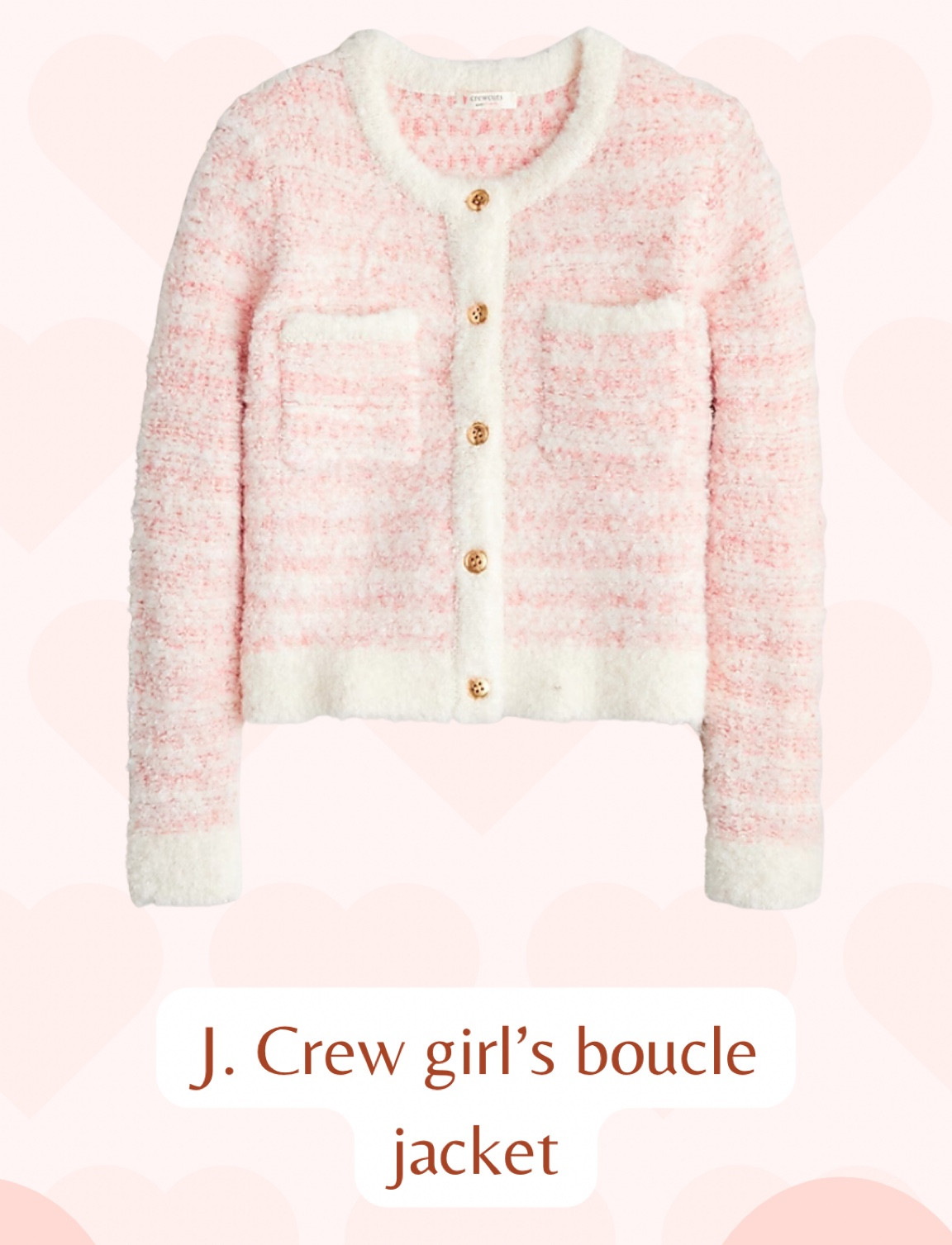I think I’ve fallen in love with this J. Crew boucle jacket for girls and the beautiful shade of pink it comes in! I love how chic and classic this look is and it will be a perfect jacket to go over dresses for the season! 💕 #LTKCREW #JCREW #JCREWKIDS #girlsclothes

#LTKGiftGuide #LTKHoliday #LTKkids