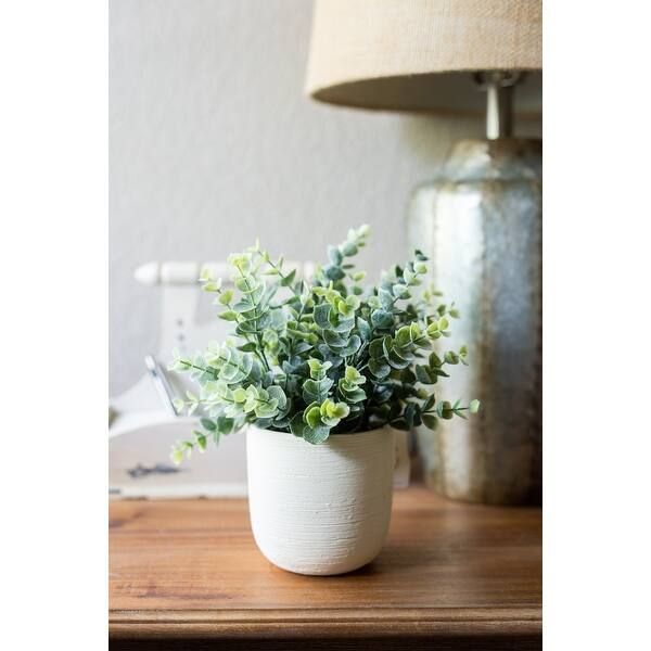 Artificial Plant Eucalyptus in 4.5" CERAMIC TEXTURE Planter - ONE-SIZE | Bed Bath & Beyond
