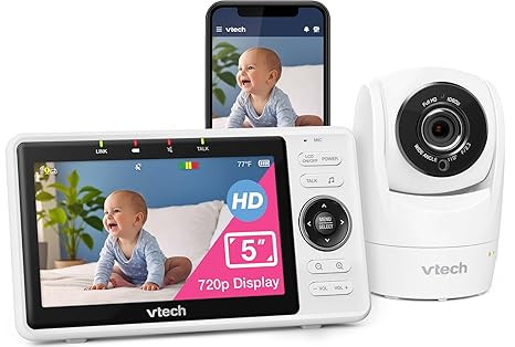 VTech Upgraded Smart WiFi Baby Monitor, 1080p FHD Camera and 5" HD IPS Display, Free App with Mot... | Amazon (US)