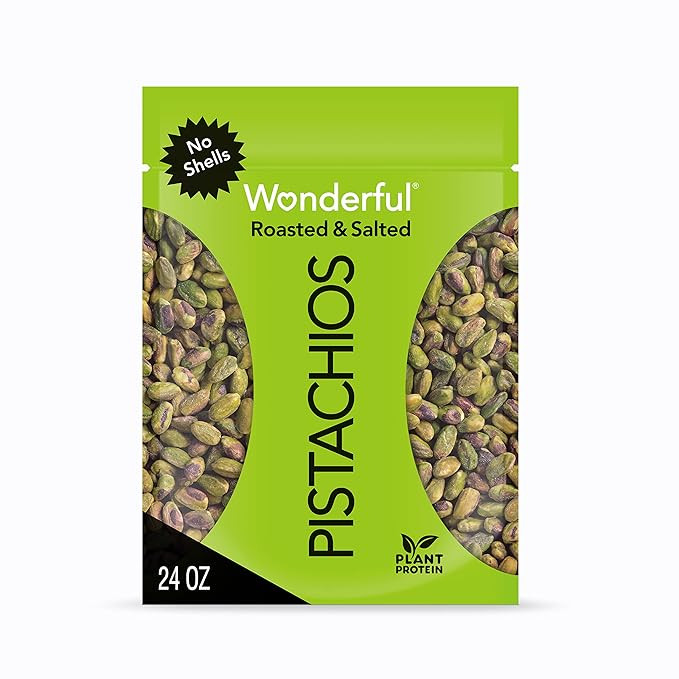 Wonderful Pistachios No Shells, Roasted & Salted Nuts, 24 Ounce Resealable Bag, Protein Snacks, G... | Amazon (US)