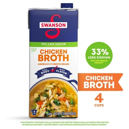 Swanson 33% Less Sodium Chicken Broth, 32 oz Carton | Walmart (US)