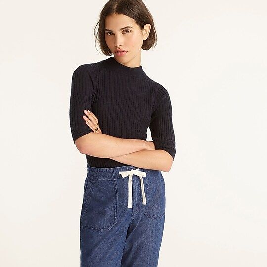 Featherweight cashmere ribbed mockneck sweater | J.Crew US