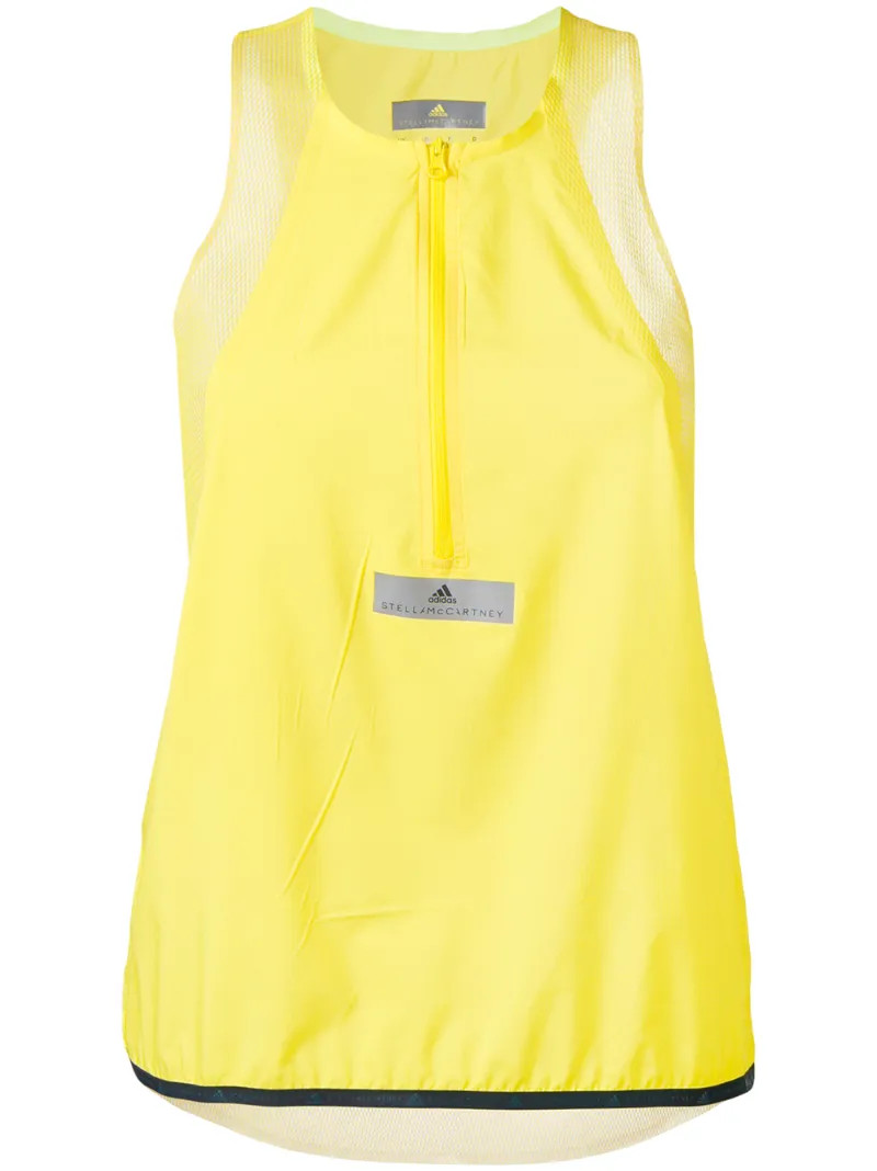 Adidas By Stella Mccartney - half zip tank top - women - Polyester - S, Yellow/Orange, Polyester | FarFetch US