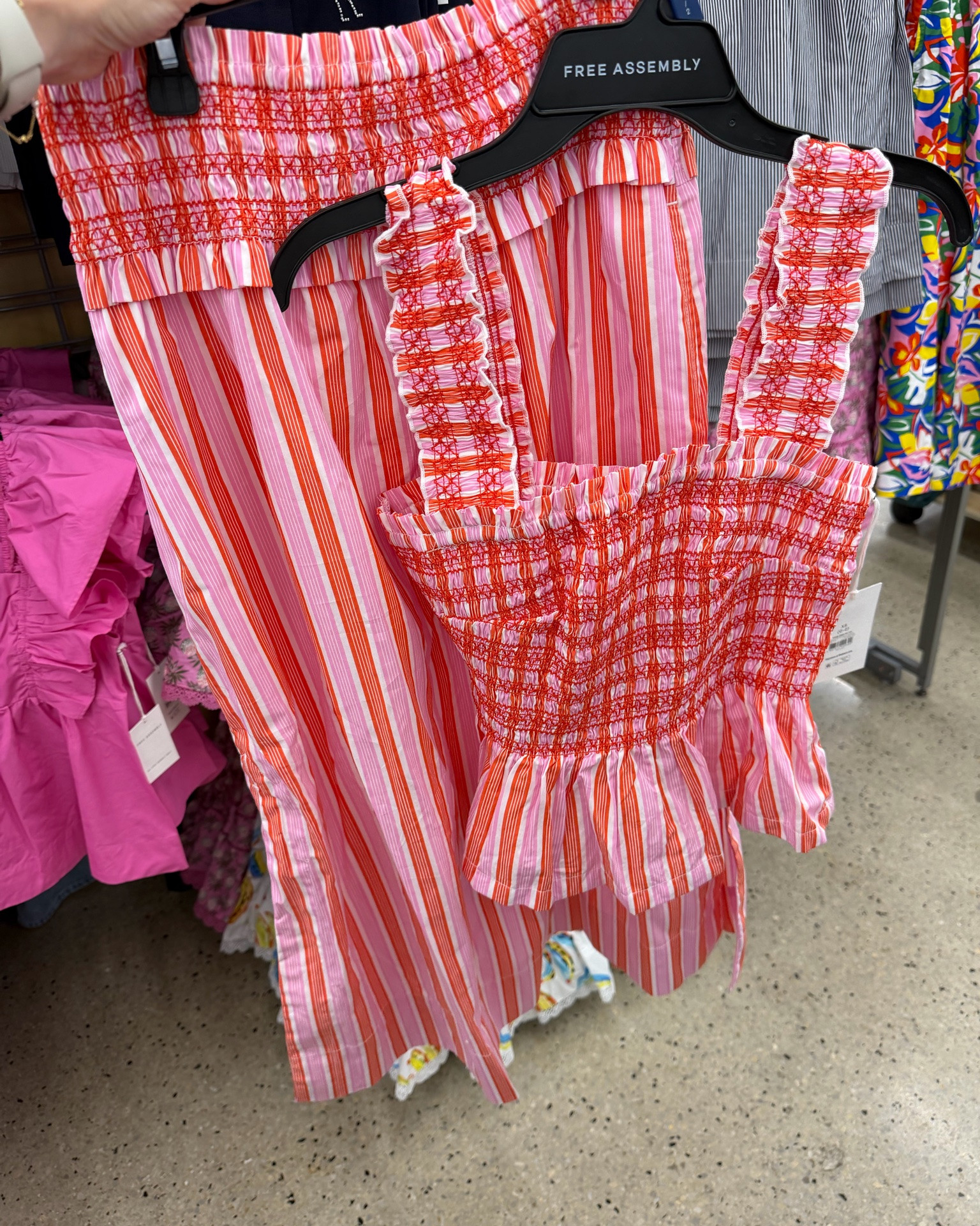 Walmart smocked top and skirt on rollback! Choose from bright orange and pink or subtle black and white. Fit is true to size, I’m a small in these. Mix and match. #walmartfashion

#LTKSaleAlert