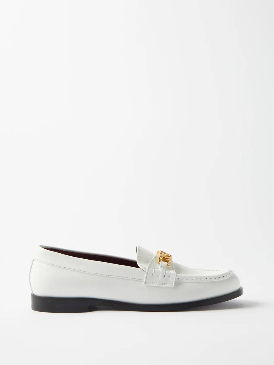 V-logo chain 10 leather loafers | Matches (US)