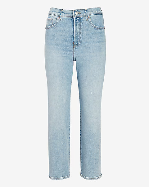 High Waisted Light Wash Straight Jeans | Express