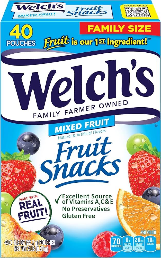 Welch's Fruit Snacks, Mixed Fruit, Perfect for School Lunches, Gluten Free, Bulk Pack, Individual... | Amazon (US)