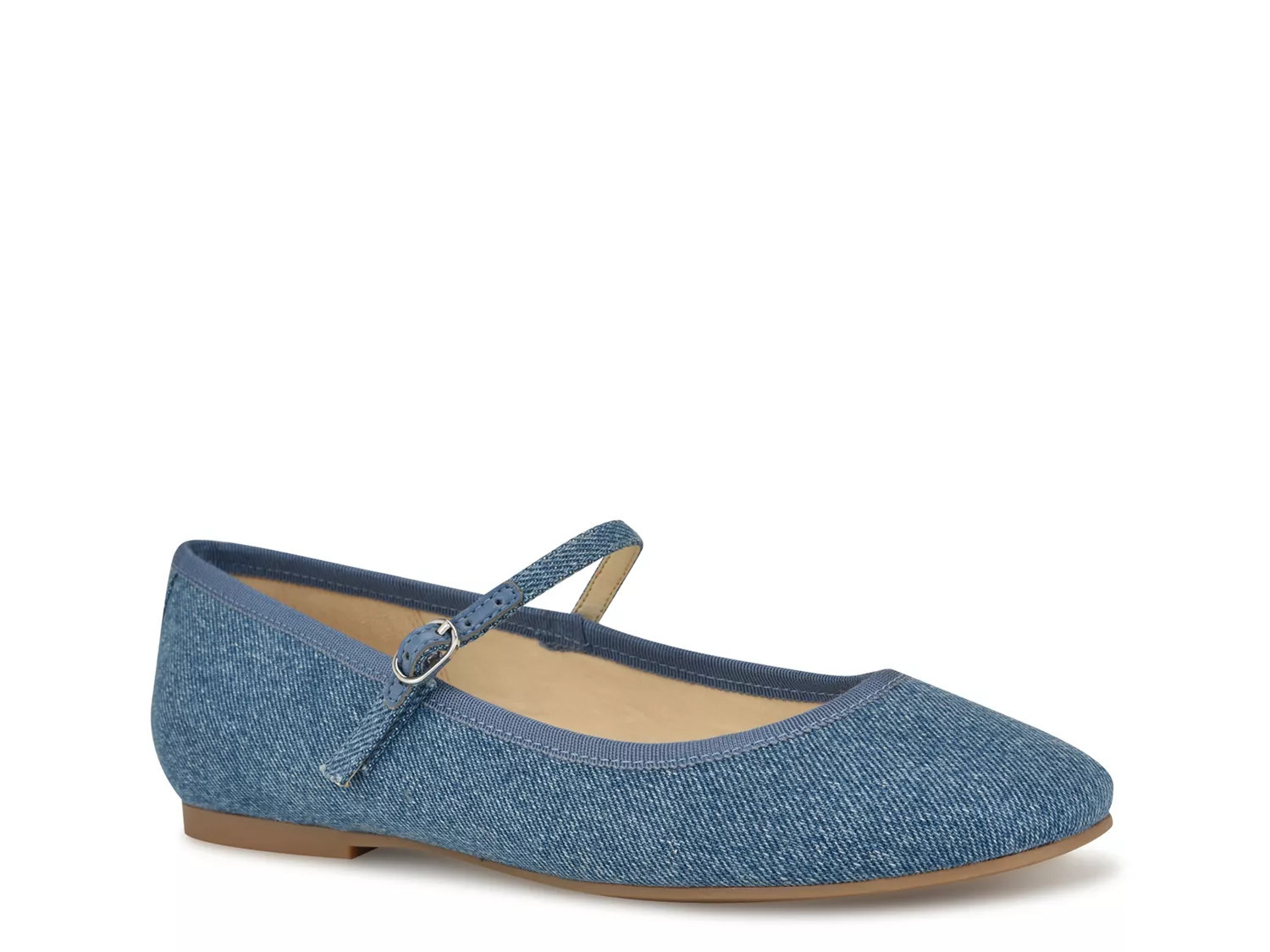 Nine West Ewind Mary Jane Flat | Women's | Blue Denim | Size 8.5 | Flats | Mary Jane | DSW