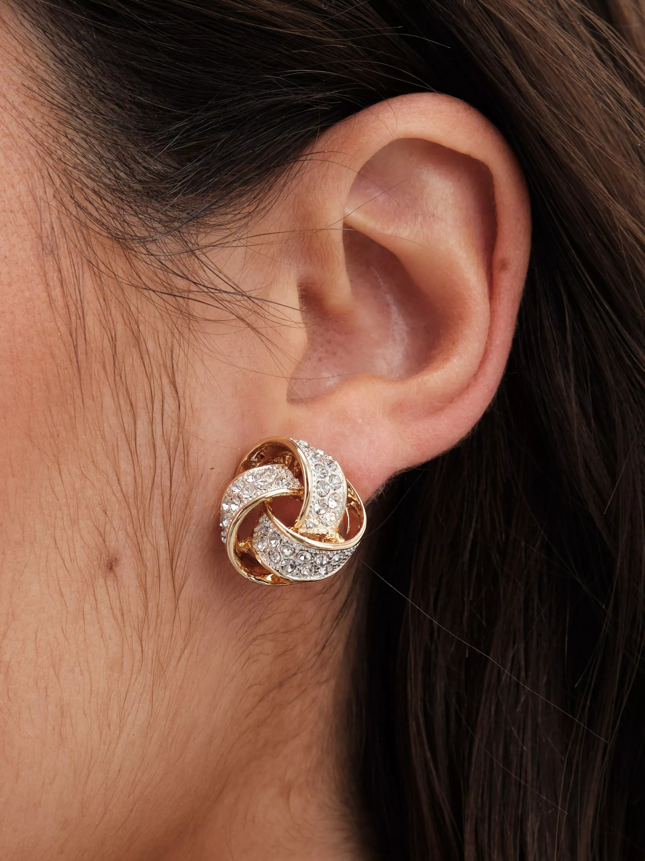 Jon RichardCrystal Knot Clip-On Earrings, Gold | John Lewis (UK)