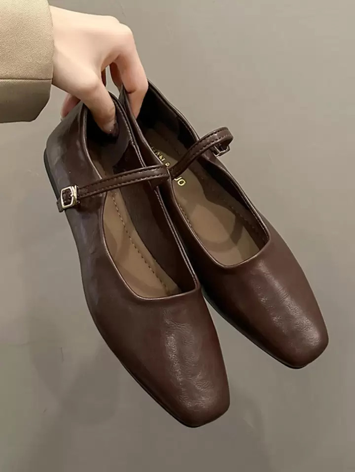 Mary Jane Shoes Women Shoe 2023 Spring Autumn New Low Vamp Soft Flat Shoe With Skirt Elegant | SHEIN