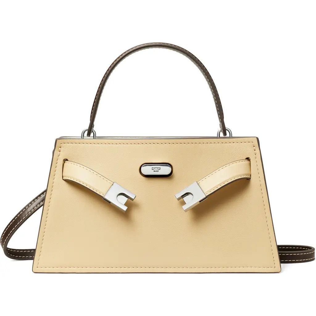 Tory Burch Petite Lee Radziwill Leather Double Bag in Light Camel at Nordstrom | Nordstrom
