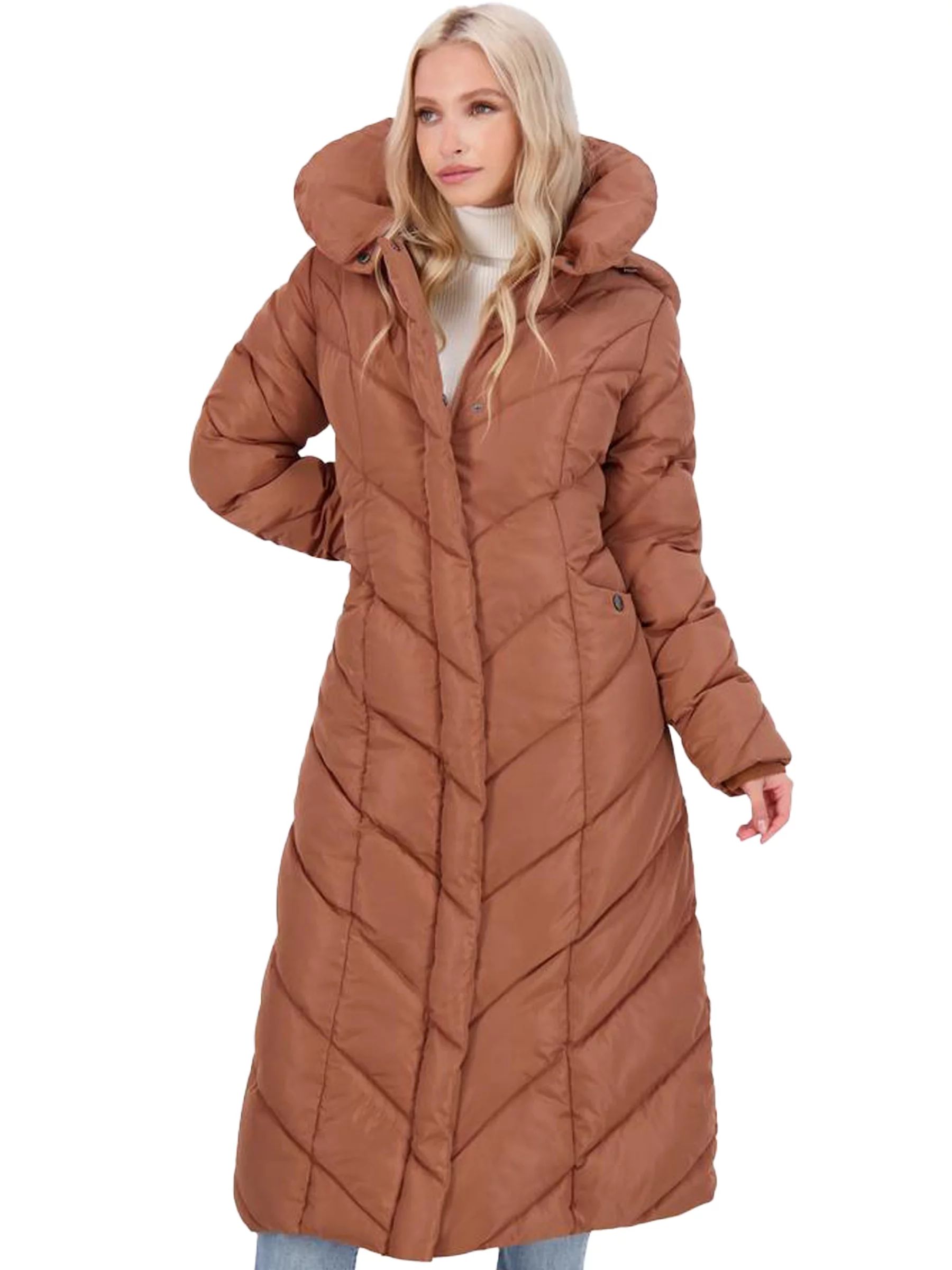 Steve Madden Long Puffer Coat for Women-Fleece Lined Quilted Winter Maxi Coat | Walmart (US)