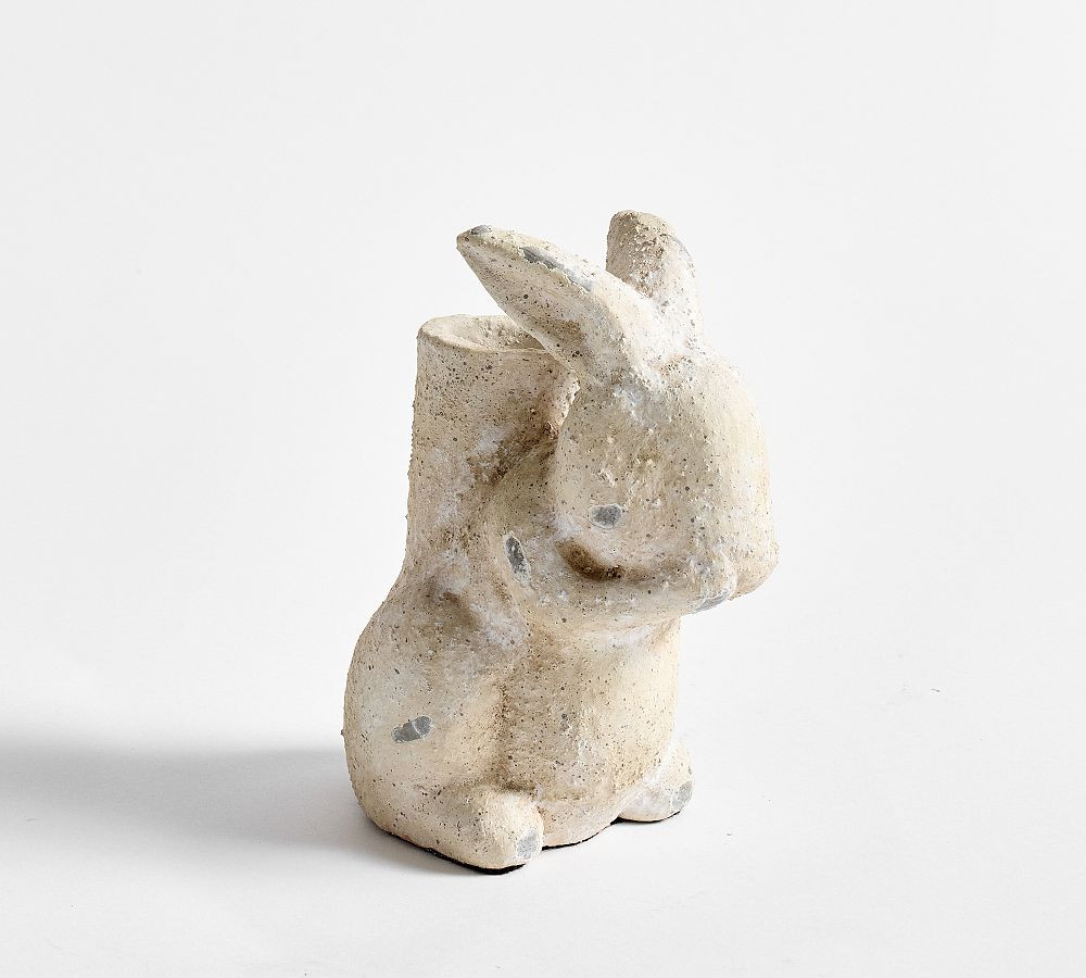 Rustic Bunny Taper Holder: White: Large | Pottery Barn (US)