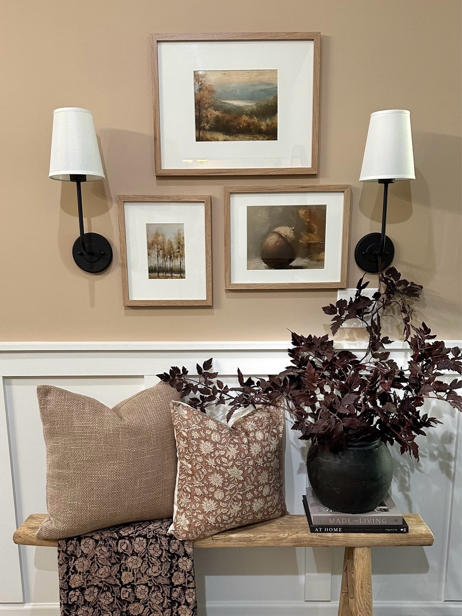 Gallery Wall Views. Follow @farmtotablecreations on Instagram for more inspiration.

My gallery wall is a warm celebration of autumn, featuring an array of fall pictures that capture the season's rich colors and serene landscapes. I’ve enhanced this area by adding these beautiful burgundy stems. The rustic wooden bench acts as the perfect anchor bringing a cozy, inviting feel to the space. Paired with soft pillows, it makes the entire arrangement not just visually appealing but also a welcoming space to enjoy the essence of fall.

Framed Art | Amazon Home | neutral home decor | Loloi Rugs | home inspo | console table | console table styling | faux stems | entryway space | home decor finds | neutral decor | living room decor | cozy home | affordable decor |  home decor | home inspiration | moody stems | summer decor | summer vignette | summer decor | summer decorations | console styling | entryway rug | cozy moody home | moody decor | neutral home |


#LTKFindsUnder50 #LTKHome #LTKSaleAlert