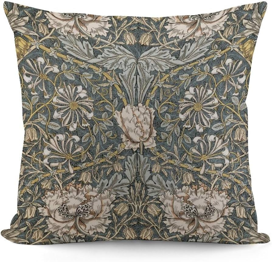 William Pimpernel Morris William Morris Greenery Forest Animals Pheasant Fox Blue Green Floral De... | Amazon (US)