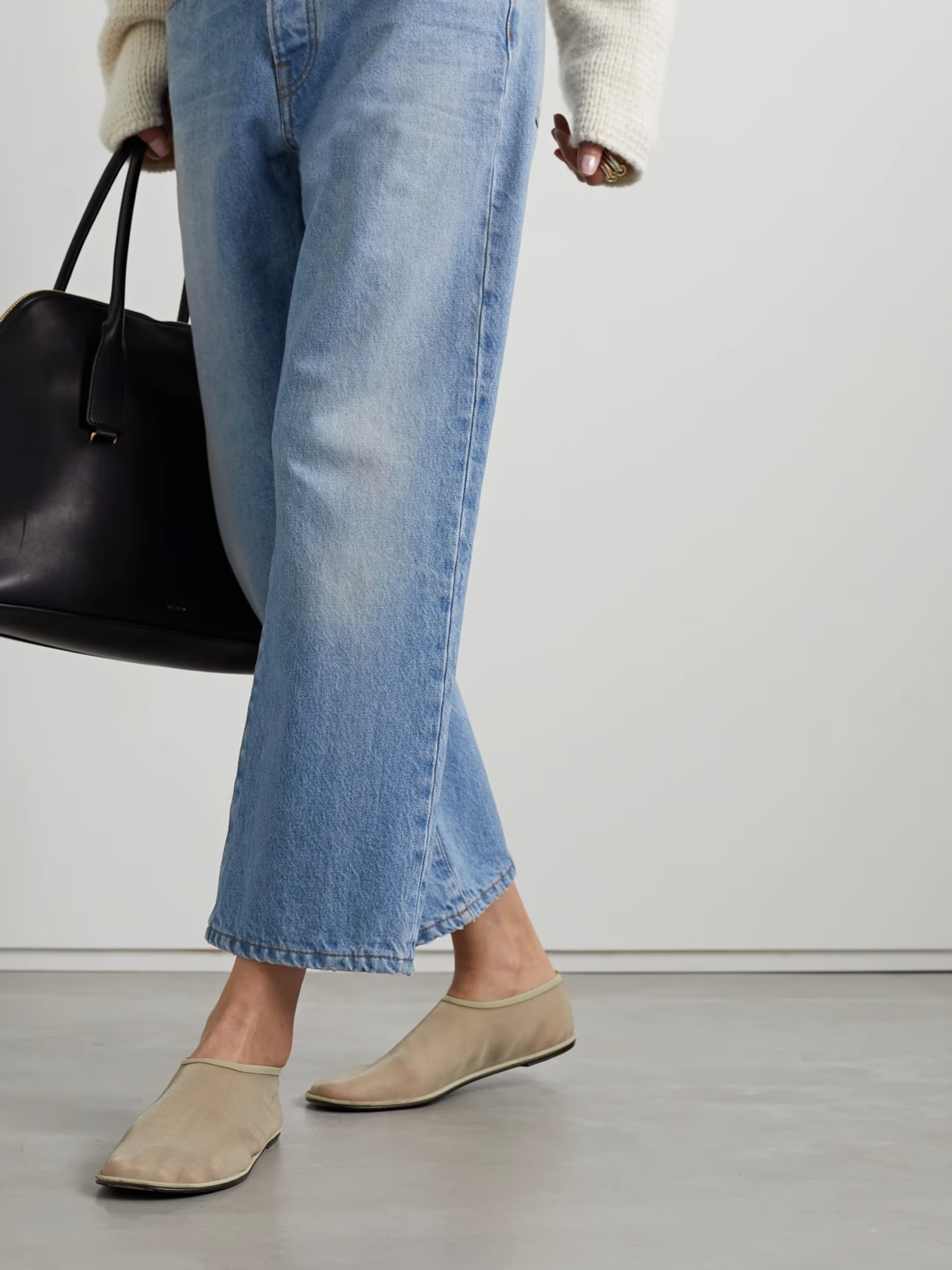 THE ROW Sock leather-trimmed mesh flats | NET-A-PORTER | NET-A-PORTER (UK & EU)