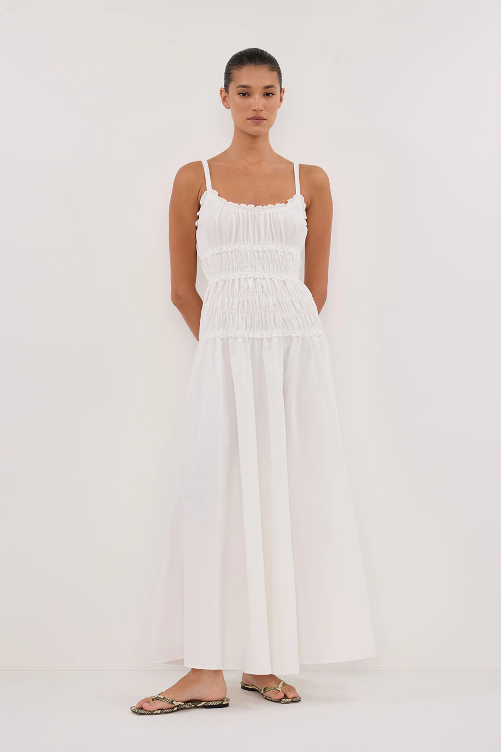 TOBY WHITE COTTON MIDI DRESS | DISSH