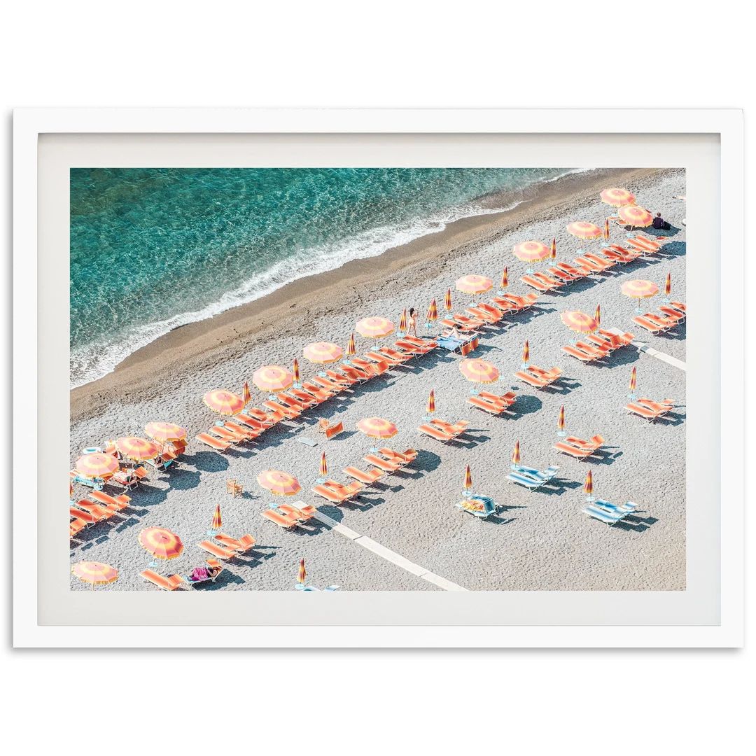 Fine Art Photography Beach Print - Italy Amalfi Coast Umbrellas Ocean Minimalist Wall Art Framed ... | Etsy (US)