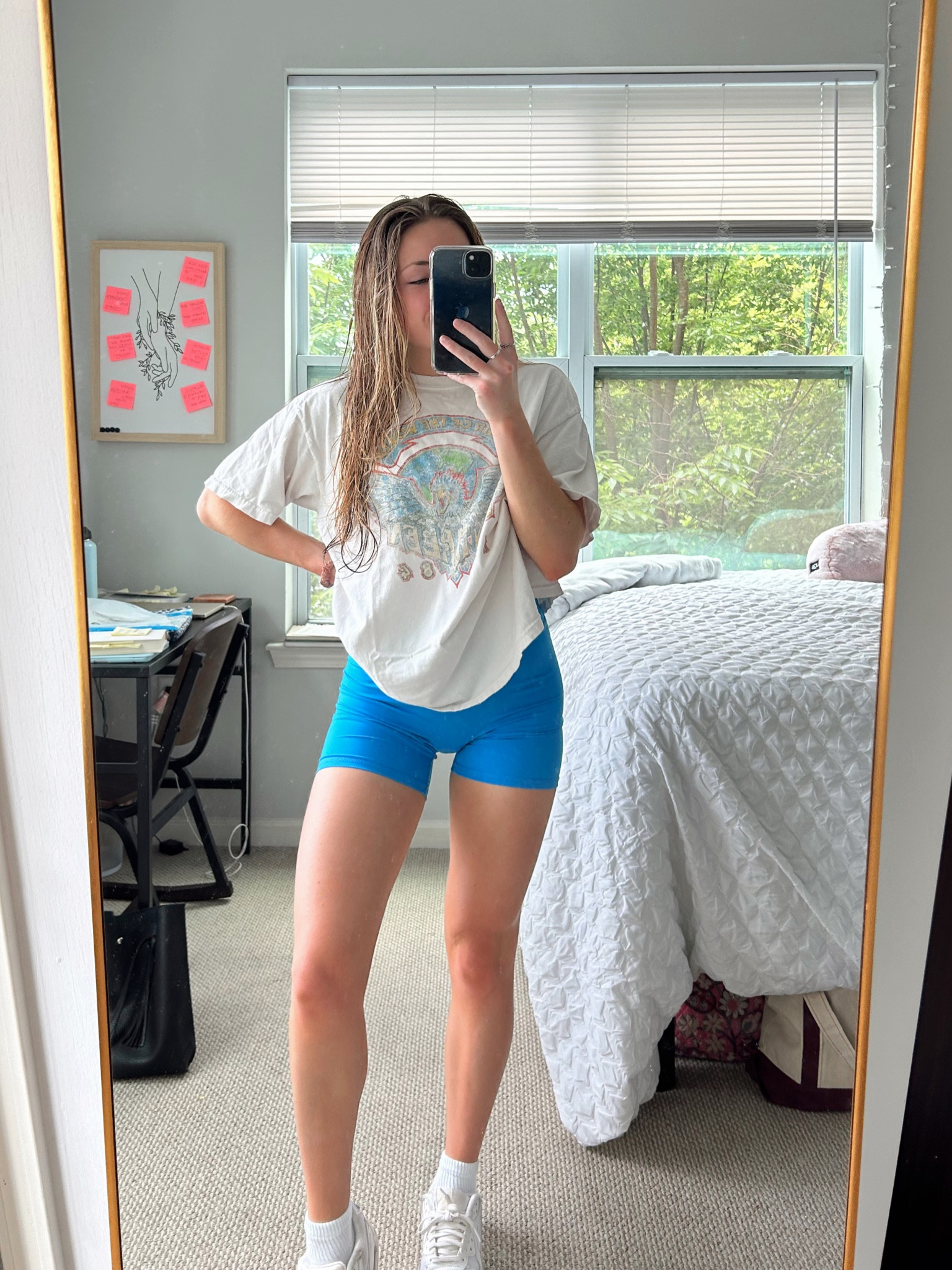 Spring outfit inspo, spring outfit inspiration, spring outfit ideas, casual outfit, everyday outfits, basic style, comfy outfit, comfy outfit inspo, gold jewelry, biker shorts, band tee, graphic tee, blue biker shorts, athleisure outfit inspo

#LTKfit #LTKunder50 #LTKstyletip