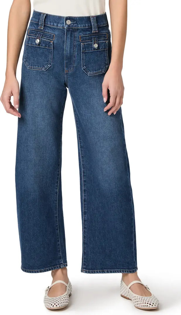Arellia Button Patch Pocket High Waist Ankle Barrel Jeans | Nordstrom