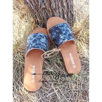 Cowhide Slide Sandals | Etsy (US)