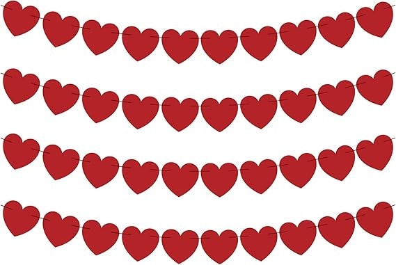 OHOME Valentines Day Decorations - Valentines Banner - Valentines Decor Red Heart Garland 40 Pack... | Amazon (US)
