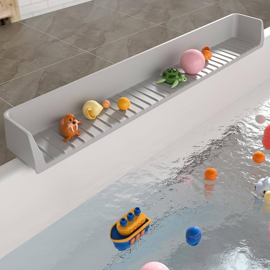 Longer Bathtub Splash Guard for Tub Kids, Play Shelf for Bathing, Toy Tray Caddy Holder for Tub, ... | Amazon (US)