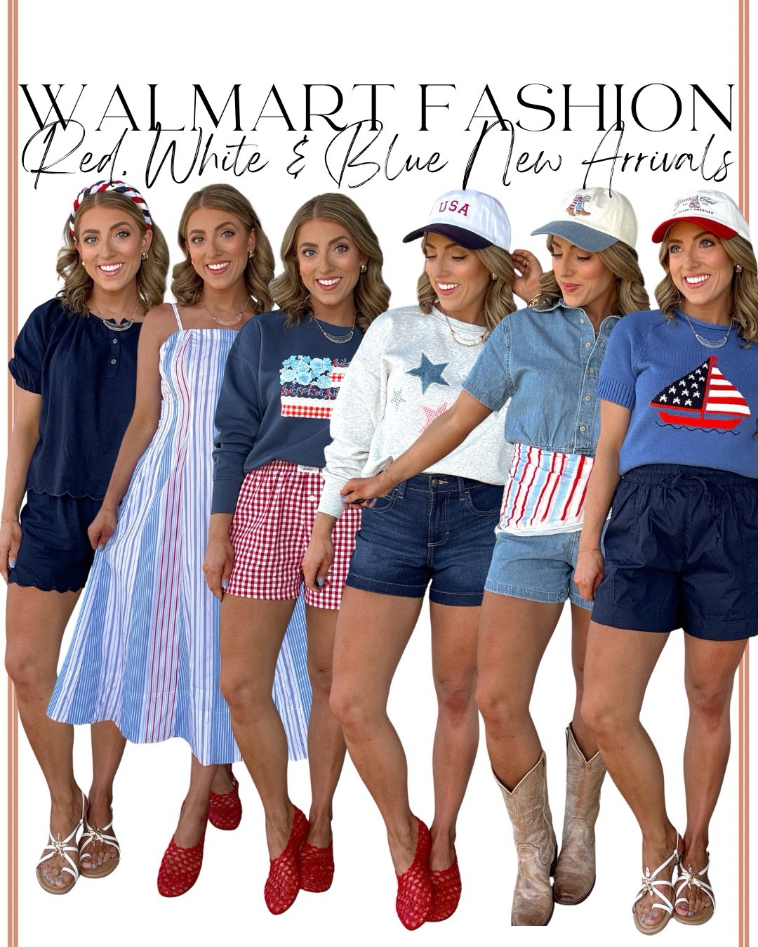 Walmart new arrivals I can’t stop talking about 😍🇺🇸 these red, white & blue looks are SO good this year!! From easy everyday outfits to the cutest patriotic pieces for summer, Memorial Day & the 4th of July… everything feels way more high-end than the price 🙌🏼

So many fun details—gingham, stripes, stars, mixed media dresses, lightweight knits, and the cutest sets. I love how you can mix and match all of these pieces for casual mom style, vacation outfits, or festive summer plans ❤️🤍💙

A lot of these are already starting to go, so if you have your eye on something I wouldn’t wait!! 

#walmartfashion #walmartfinds #walmartstyle #walmartnewarrivals #summeroutfits #patrioticstyle #redwhiteandblue #fourthofjulyoutfit #memorialdaystyle #affordablefashion #budgetstyle #momstyle #everydayoutfits #summerstyle #ootd #casualchic

#LTKootd #LTKPetite