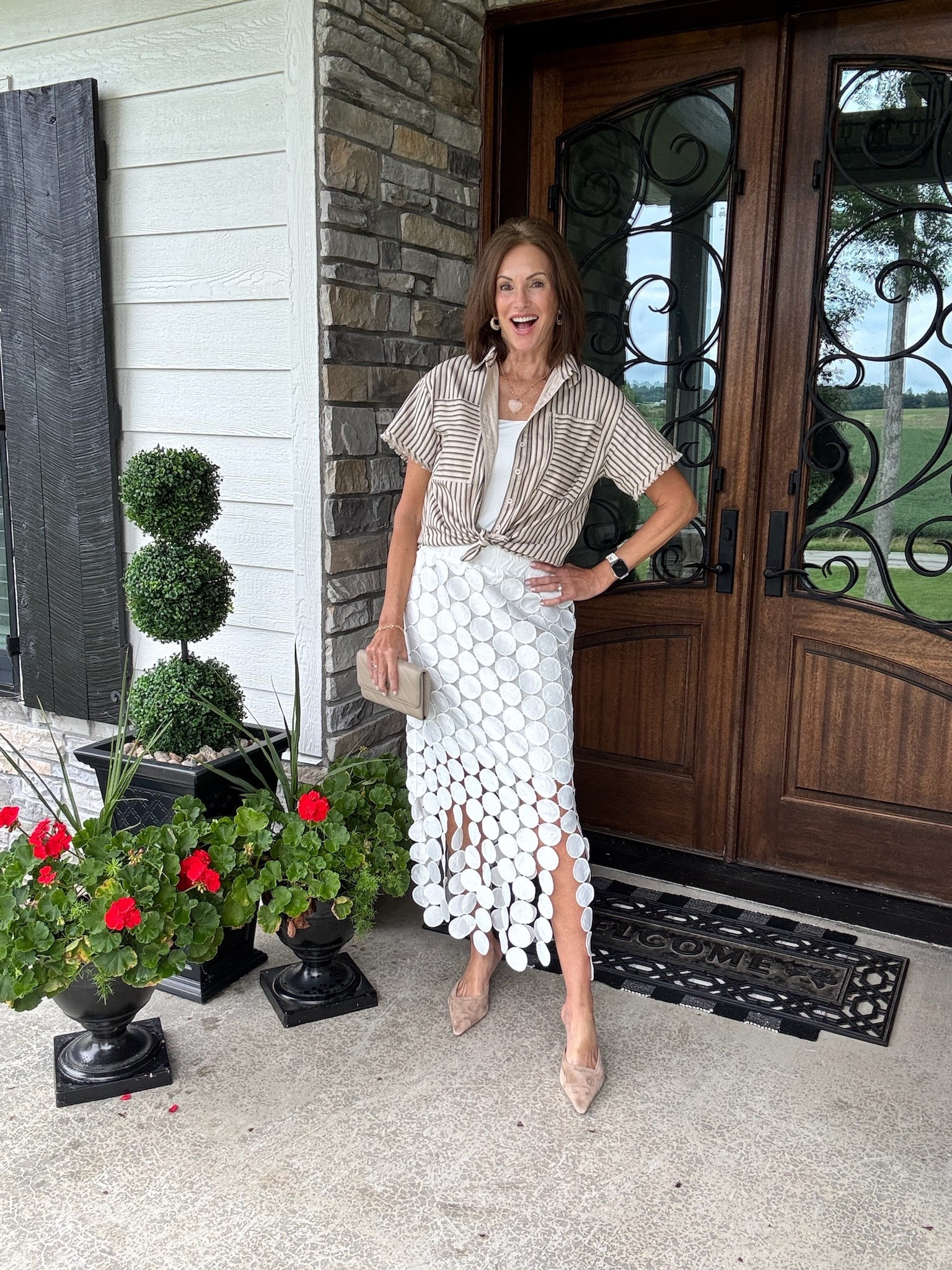 Love this look! Perfect for date night or girls night out! 

Shirt- small
Cami- XL
Skirt- large

girls night look, stylish evening wear, casual night out, chic night outfit, trendy going out clothes

#LTKStyleTip #LTKMidsize #LTKOver40
