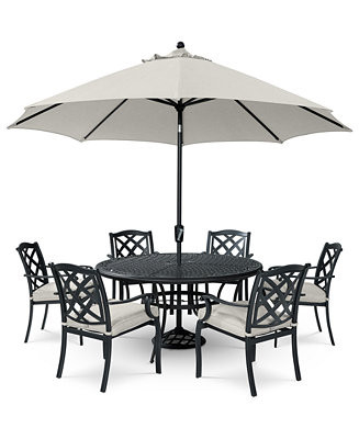Wythburn Outdoor Dining 7pc Set (60" Round Table & 6 Lattice Dining Chairs), Created for Macy's -... | Macy's