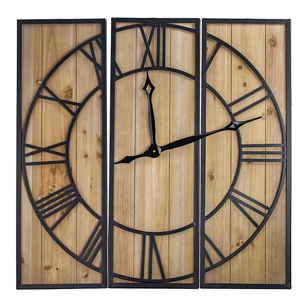 E2 Concepts Oversized Wood and Metal 3 Piece Clock | Kohl's