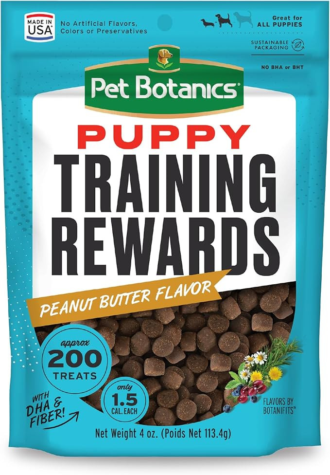 Pet Botanics 4 oz. Pouch Training Rewards Puppy Bites Soft & Chewy, Peanut Butter Flavor, with 20... | Amazon (US)