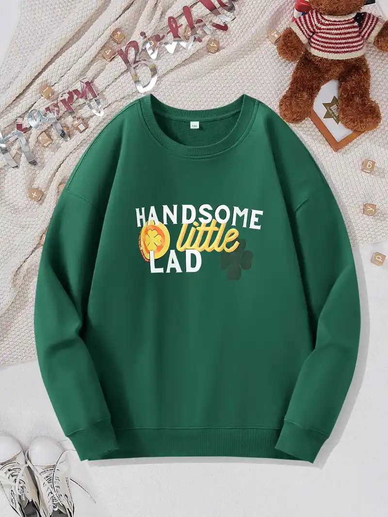 St. Patrick's Day Slogan Print Sweatshirt Boys Casual - Temu | Temu Affiliate Program