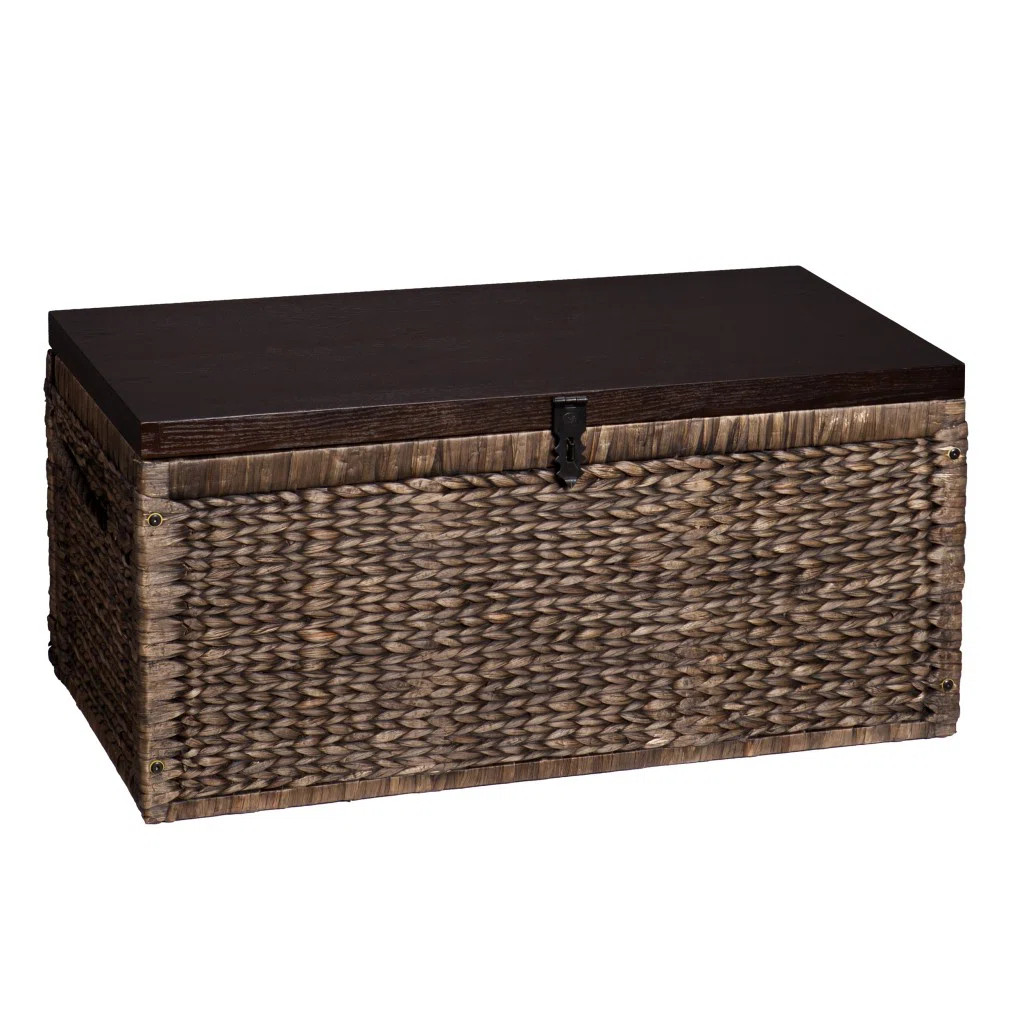 Dovecove 38" Brown Wood And Wicker With Iron Coffee Table | Wayfair | Wayfair North America